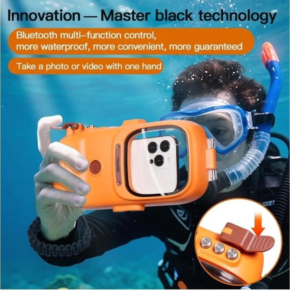 49ft Underwater Diving Waterproof Bluetooth Phone Case Cover for iPhone/Samsung